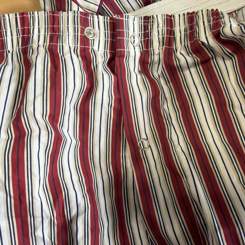 Manhattan VTG Men's 2 Piece Striped Pajama Set XL Bottoms & Top Button 1970's